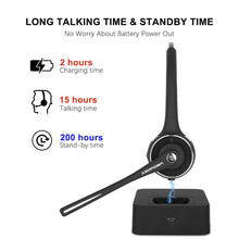 Load image into Gallery viewer, Raopingx® Trucker Bluetooth Headset Wireless Headset with Microphone Over The Head Headset with Noise Cancelling Sound On Ear Car Earphones Office Earpiece for Cell Phone Skype Call Center Bluetooth V5.0