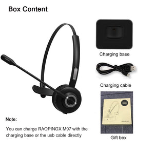 Trucker Bluetooth Headset RAOPINGX® Wireless Headset with Microphone Over The Head Headphones with Noise Cancelling Sound On Ear Car Earphones Office Earpiece for Cellphone Call Center Bluetooth V5.0