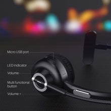 Load image into Gallery viewer, Trucker Bluetooth Headset RAOPINGX® Wireless Headset with Microphone Over The Head Headphones with Noise Cancelling Sound On Ear Car Earphones Office Earpiece for Cellphone Call Center Bluetooth V5.0