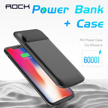 Load image into Gallery viewer, ROCK 6000mAh Battery Case For iPhone X Power Bank Charging Case Ultra Portable Thin Powerbank Battery Charger Case For iPhone X